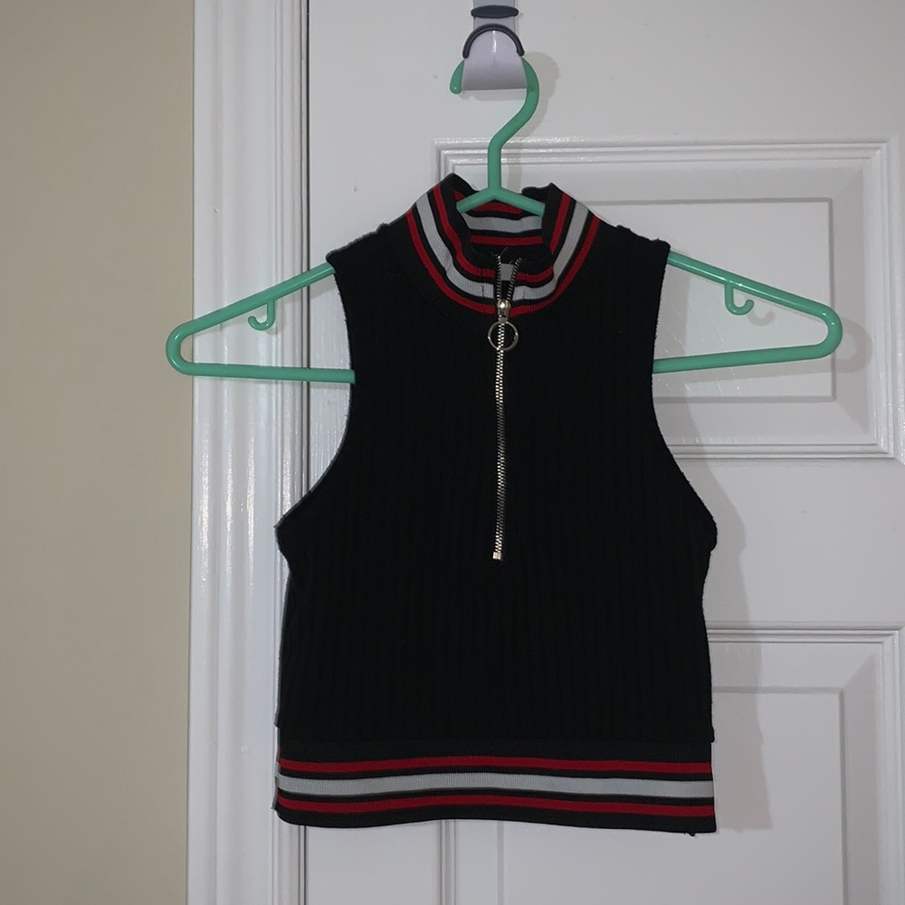 Zip mock neck crop top